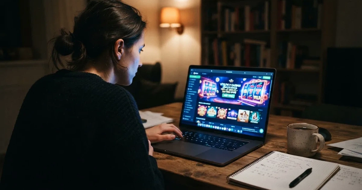 Hráč u počítače si prohlíží nabídku bonusů bez vkladu na obrazovce s českým online casinem