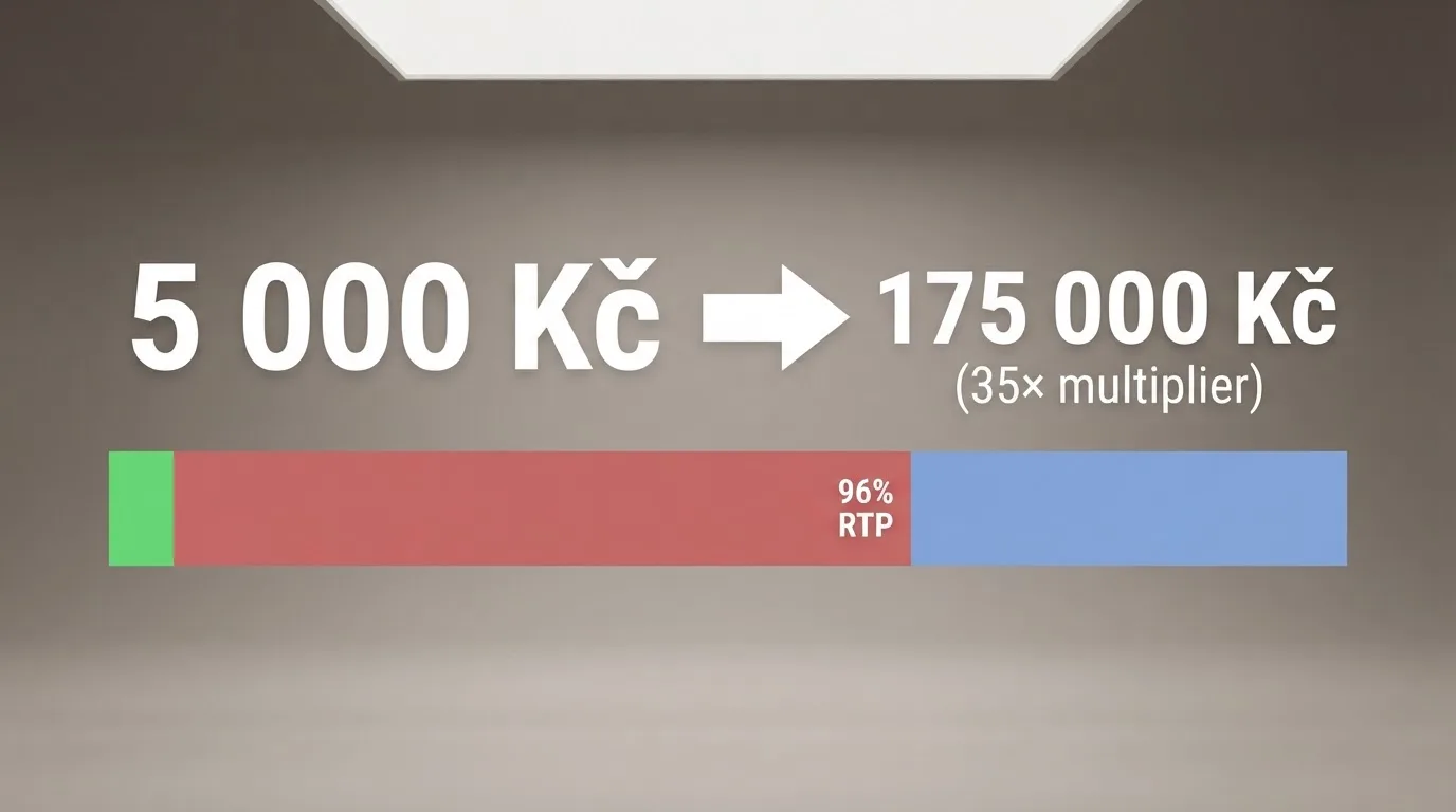 Názorný výpočet: bonus 5 000 Kč při 35× protočení znamená obrat 175 000 Kč — na automatu s 96% RTP to představuje očekávanou ztrátu přibližně 7 000 Kč